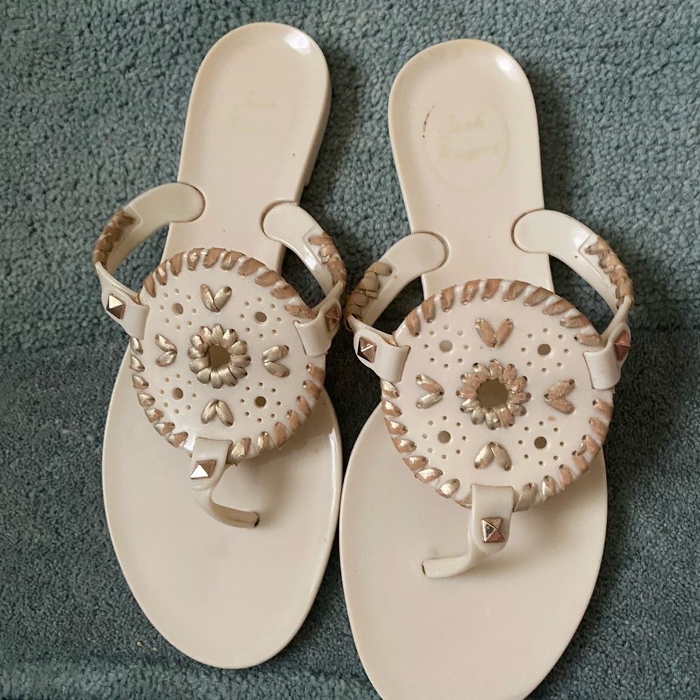 Jack Rogers Cream and Gold Sandals